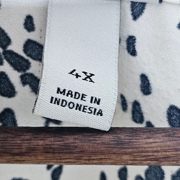 A New Day Button-Up Top Women's Plus Size 4X Cream & Black Dotted Casual Office - Picture 7 of 8